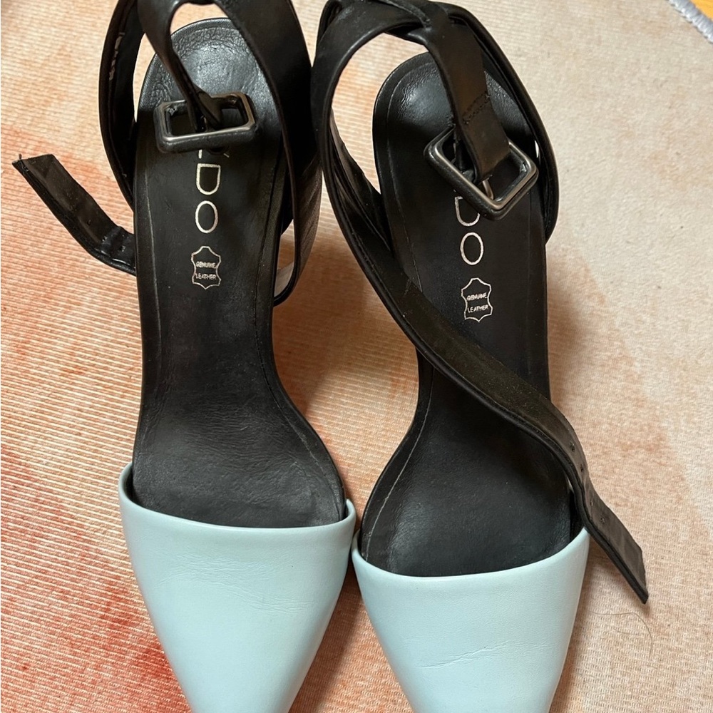 Aldo Black and Light Blue Heels